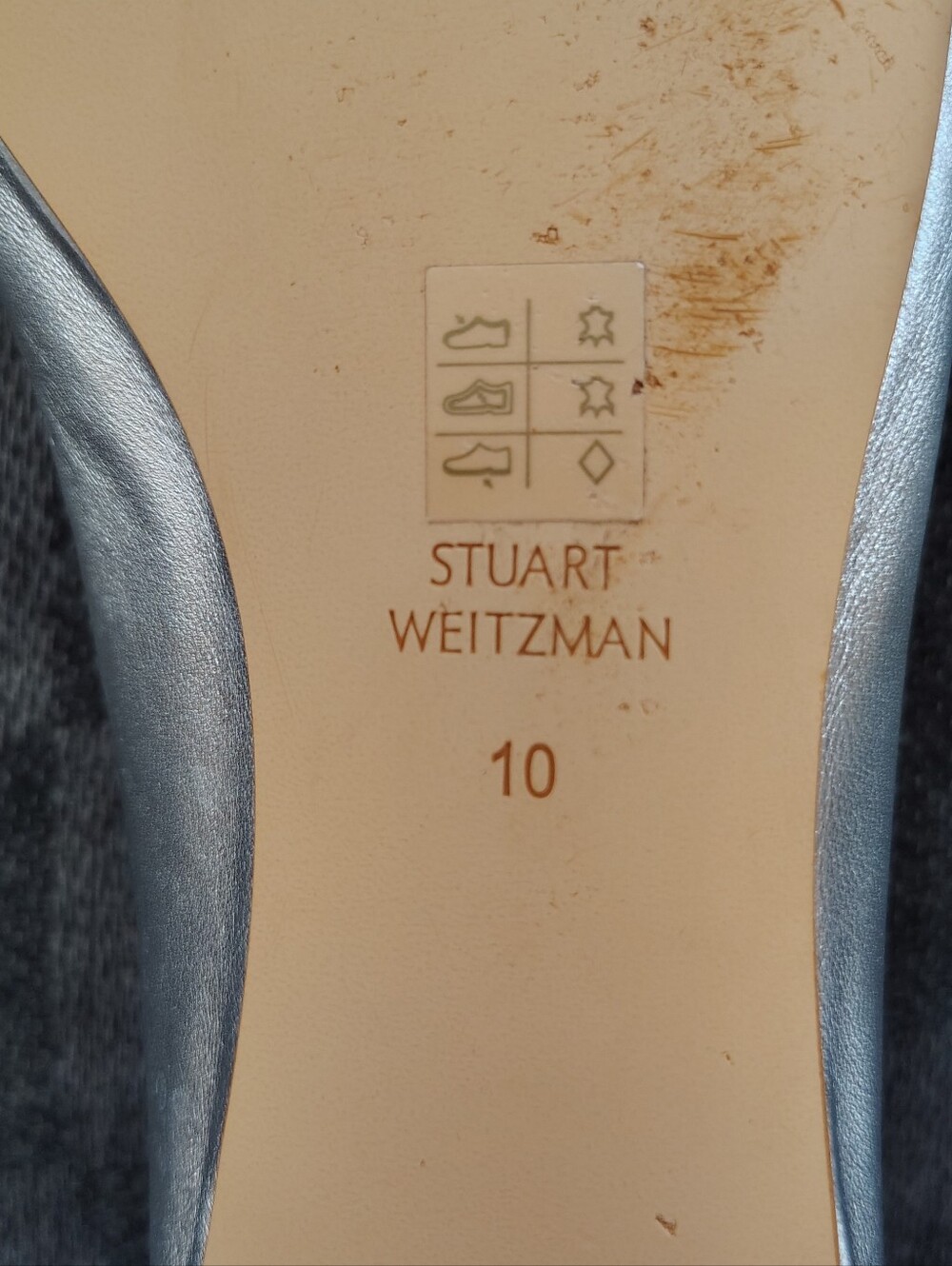 Stuart Weitzman Silver Metallic Ballet Flats, Size 10 - Picture 6 of 9